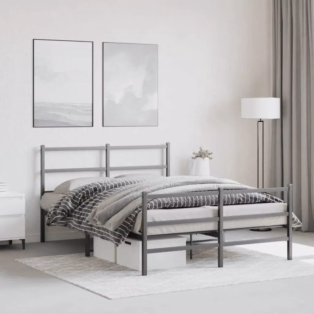 Berkfield Home Metal Bed Frame with Footboard, Black, W/D/H: 135 x 190 cm – 3