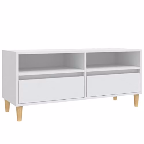 vidaXL Classic White TV Cabinet in Engineered Wood, W: 100 cm, D: 34.5 cm, H: 44.5 cm – 1
