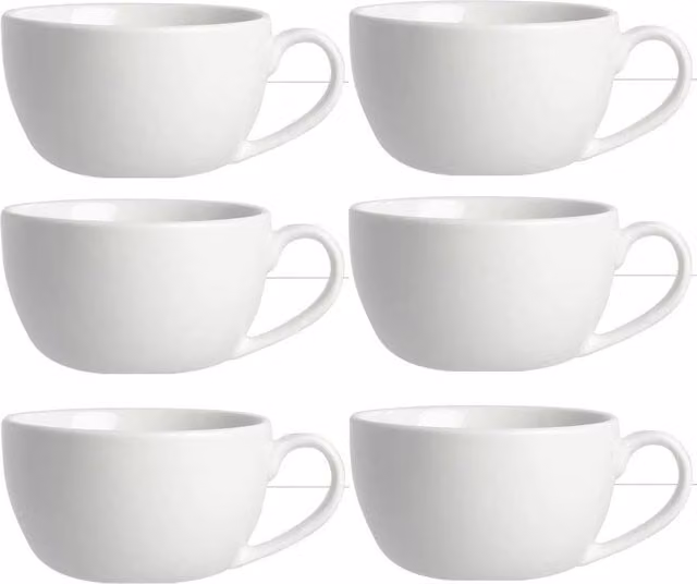 Spetlek Set of 6 White Porcelain Large Cappuccino Mugs