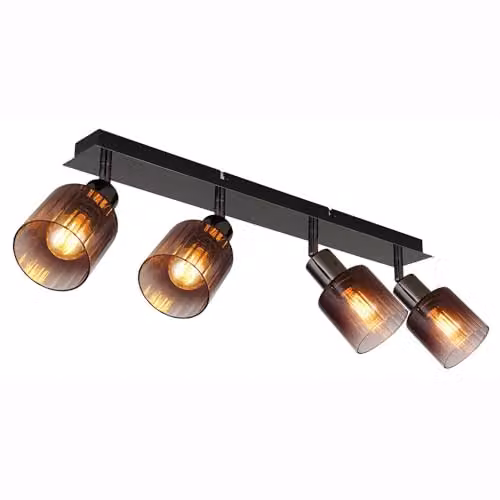 Globo Lighting Modern Adjustable Ceiling Spotlight in Black and Copper with Glass Cylinder Shade – 1