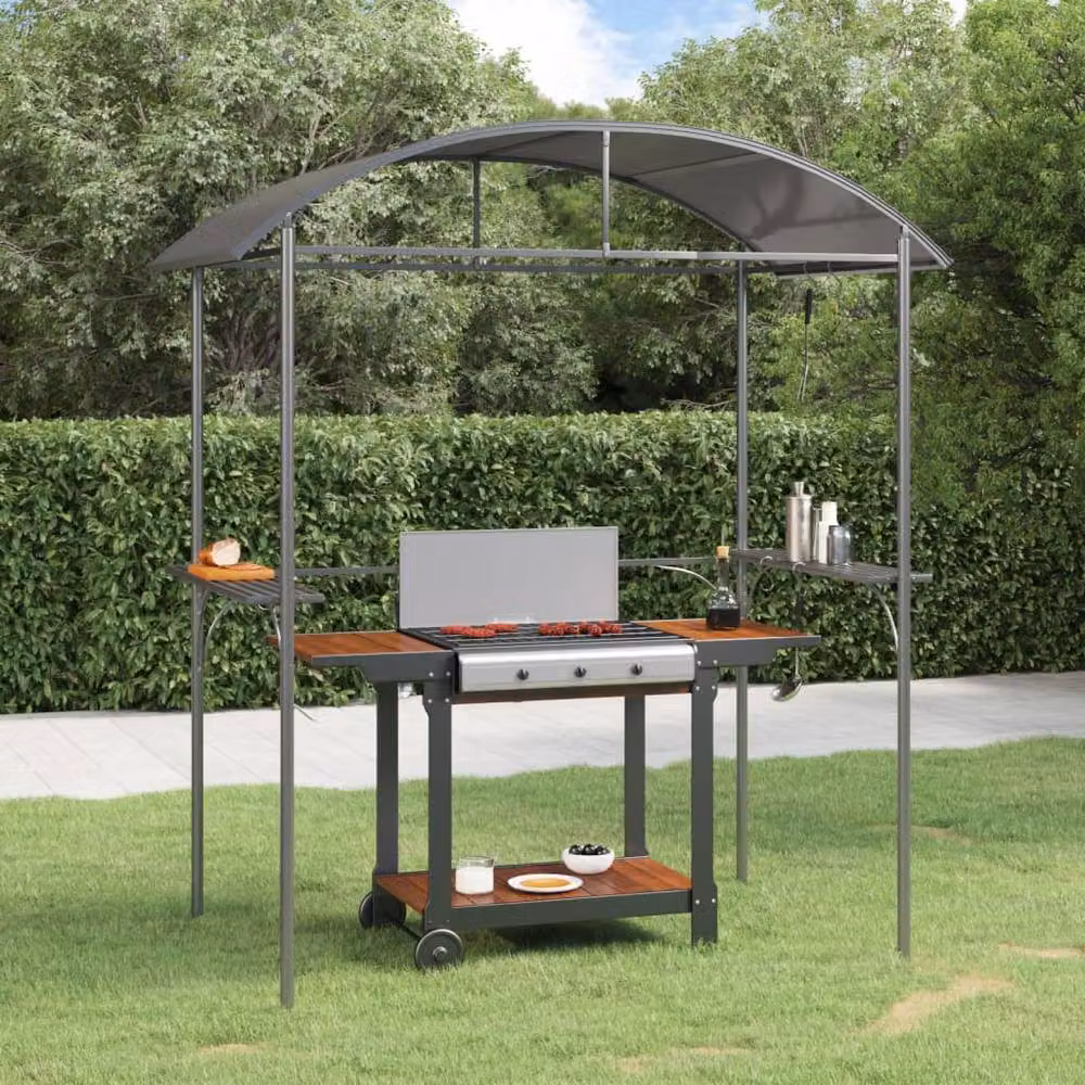 Berkfield Home BBQ Gazebo with Side Shelves in Anthracite and Black, W/D/H: 220 x 115 x 230 cm – 2