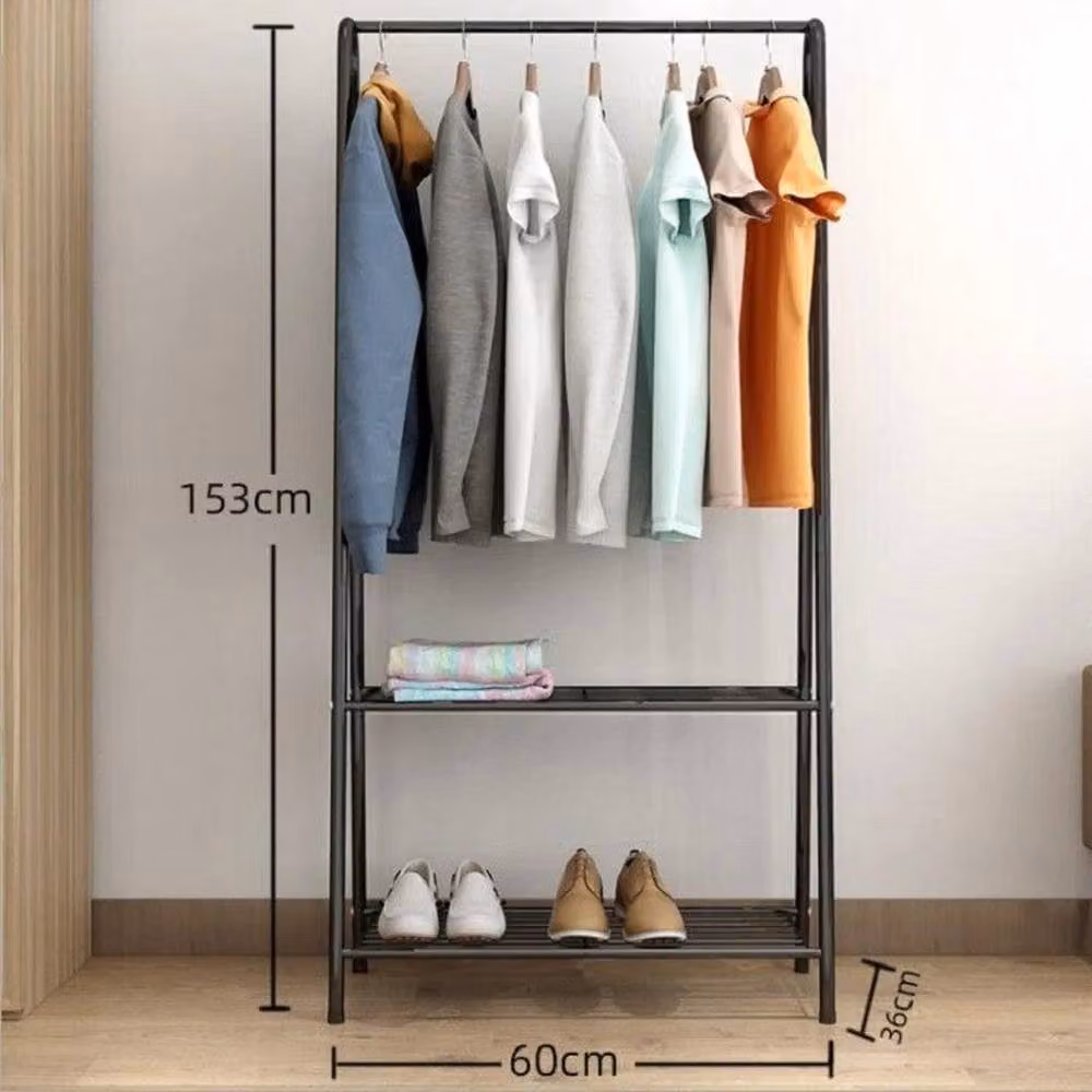 SPETLEK Matt Black Metal Continuous Linear Clothes Rail, W: 50 cm, D: 50 cm, H: 153 cm – 2
