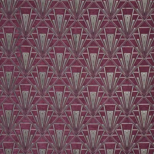 Terrys Gatsby Fabric Tiffany Art Deco Graphic Chenille Cushion in Pink, Silver and Purple