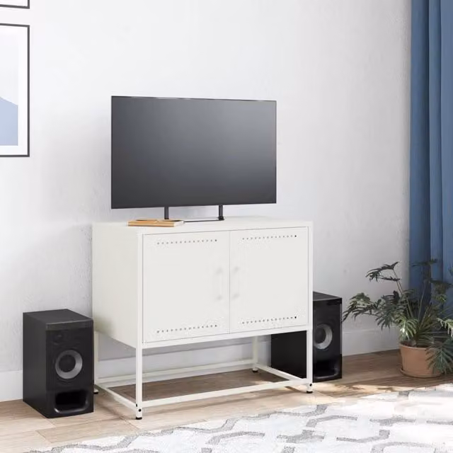 Berkfield Home White Metal TV Cabinet W/D/H: 68.5 x 39 x 60.5 cm