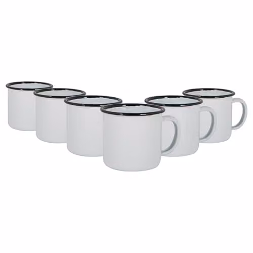Argon Tableware Enamel Espresso Cups, 130ml, Black, Set of 6