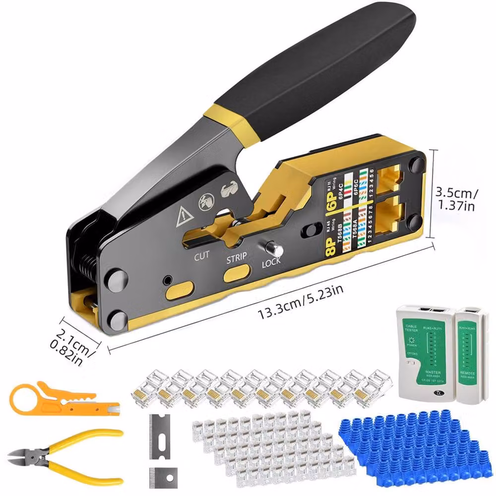 Ventryn RJ45 Pass Through Crimp Tool Kit Ethernet Cable Crimper Set, Multicolour – 2