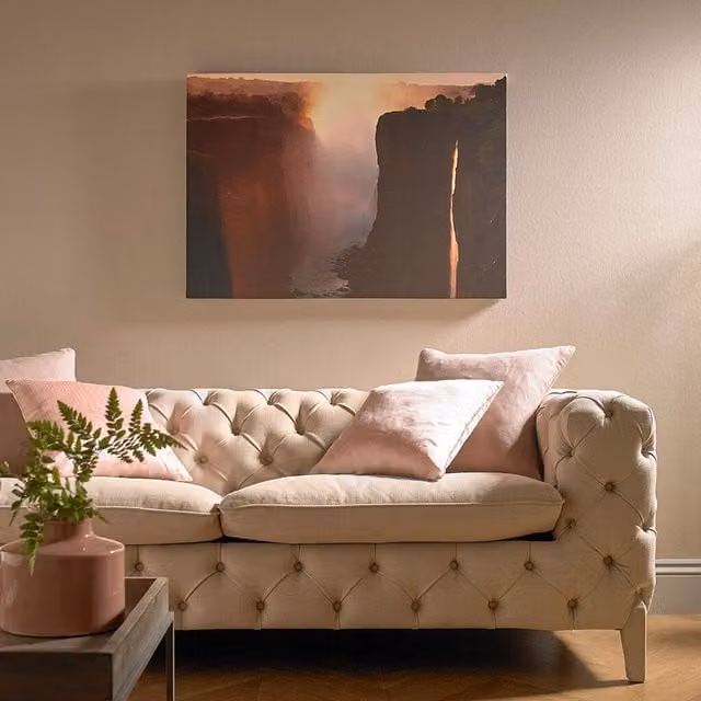 Art for the Home Twilight Peaks Landscape Printed Canvas in Brown