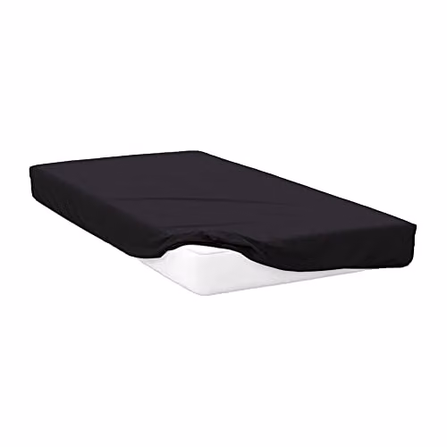 Belledorm 200 Thread Count Egyptian Cotton Percale Fitted Sheet, Black, Single, W/D/H: 90 x 200 x 30.48 cm
