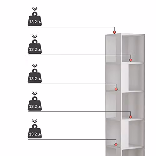 Decortie Piano Modern Corner Bookcase Display Unit in Mid Grey, Height: 158.9 cm – 3