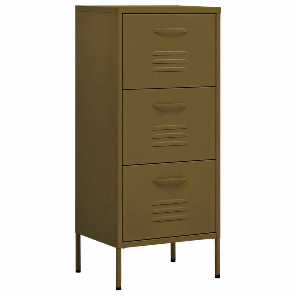 Berkfield Home Metal Storage Cabinet in Matt Olive Green, W/D/H: 42.5 x 35 x 101.5 cm – 3