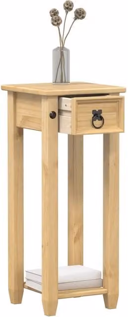 Berkfield Home Corona Plant Stand, Rustic Brown Solid Pine and Metal, W/D/H: 30 x 30 x 73 cm