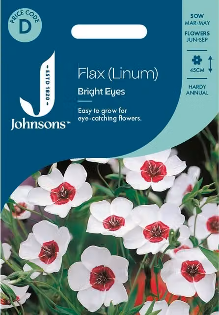 Johnsons Seeds White Flax Linum Bright Eyes Flower Seeds