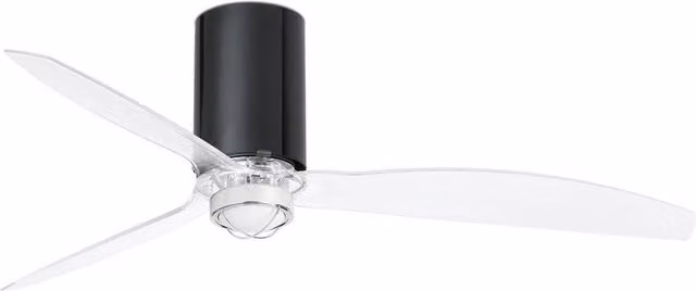 Faro Mini-Tube LED Ceiling Fan with DC Motor and Remote Control, Black and Transparent