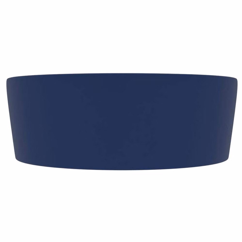 Berkfield Home Luxury Ceramic Round Countertop Wash Basin with Overflow, Matt Dark Blue, W/D/H: 36 x 36 x 13 cm – 3