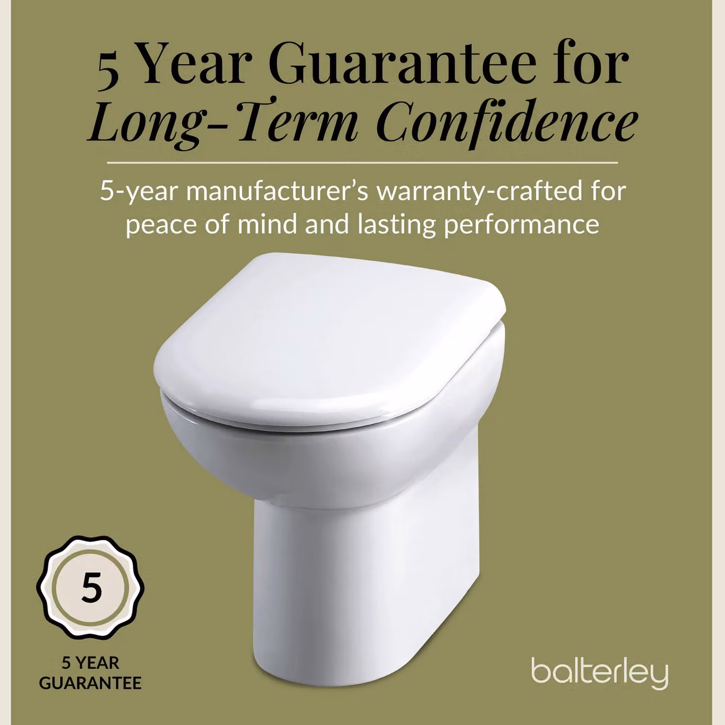Balterley Comfort Height Back To Wall Toilet Pan, White, W: 45.5 cm, D: 37.5 cm, H: 54.5 cm – 3