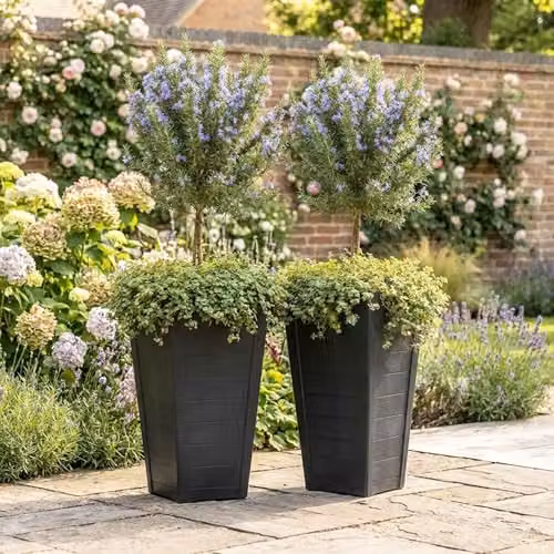 Nicoman Black Rubber Tall Square Planter, W/D/H: 37 x 37 x 57 cm – 6