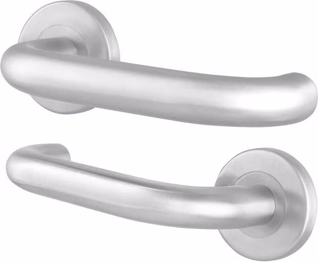 AFIT Silver Satin Stainless Steel Return to Door Fire Rated Lever on Rose, 1 Pair – 1