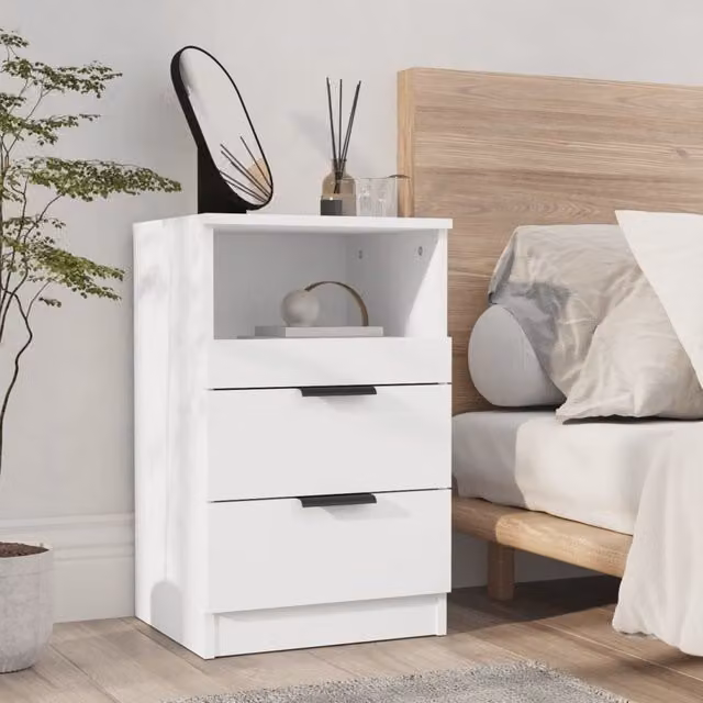 Berkfield Home White MDF Bedside Cabinet