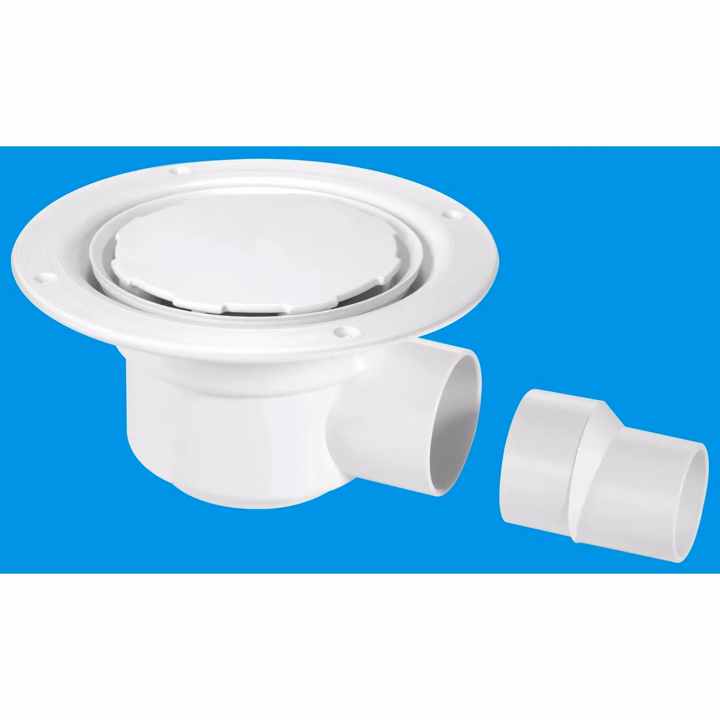 McAlpine TSG50WH-NSC 50mm White Plastic Horizontal Water Seal Trapped Gully with Clamp Ring, Cover Plate and Reducer – 2