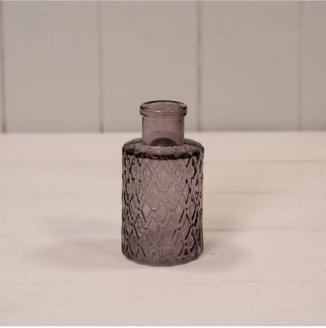 KDMD Amethyst Mini Geometric Glass Bottle in Purple