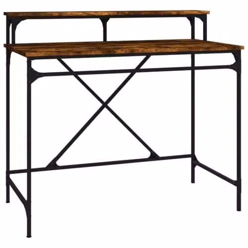 vidaXL Industrial Computer Desk in Brown Smoked Oak, W/D/H: 100 x 50 x 90 cm