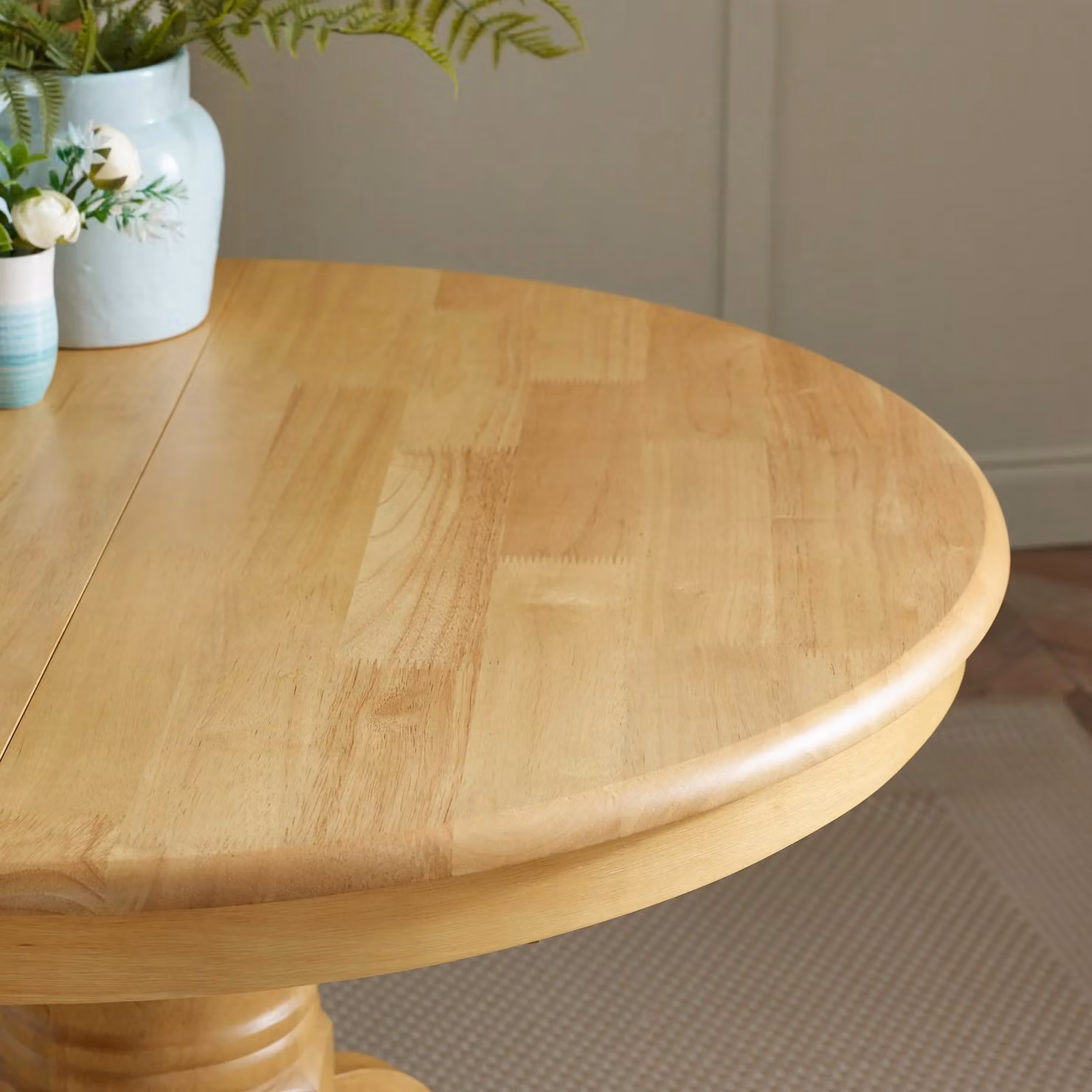 FurnitureboxUK Padstow Rustic Round Extendable Solid Rubberwood Dining Table in Brown – 2