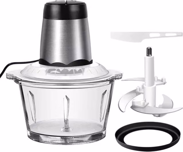 PAWNORA 2L Electric Food Chopper Processor Blender for Meat, Fruit and Vegetables in Transparent
