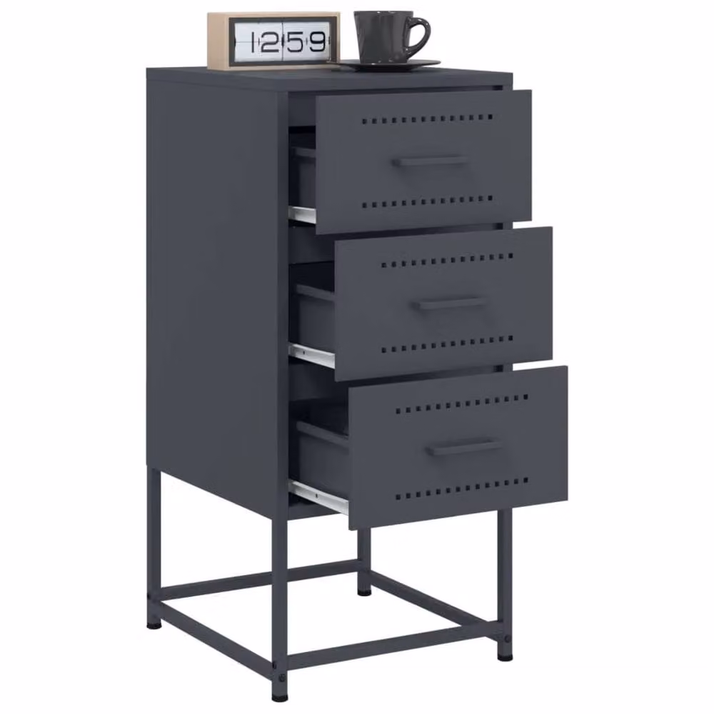 Berkfield Home Set of 2 Durable Metal Bedside Cabinets in Anthracite, W/D/H: 36 x 39 x 78 cm – 4