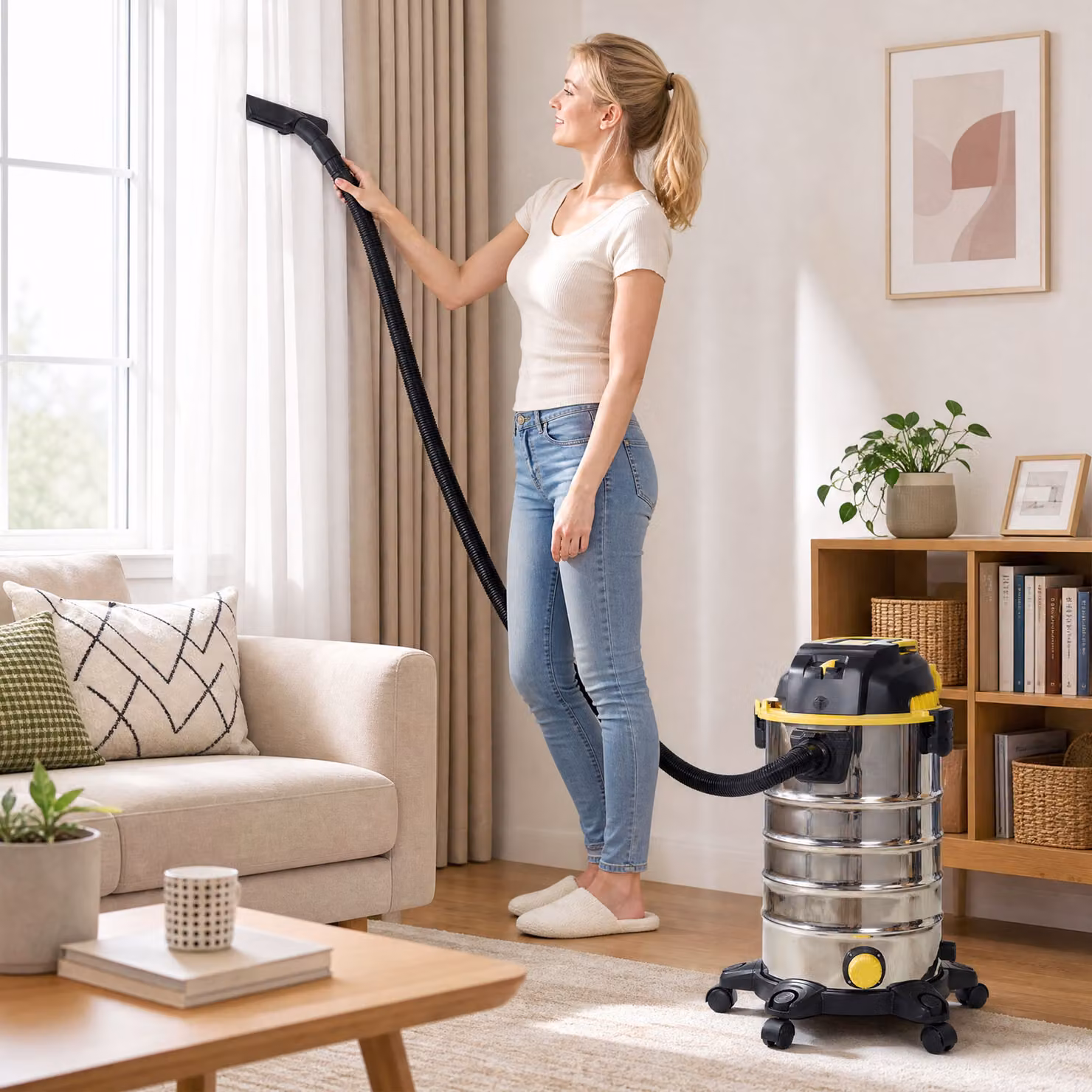 HOMCOM 1400W 3-in-1 Wet and Dry Vacuum Cleaner with Blowing Mode and 30L Stainless Steel Tank, Silver – 9