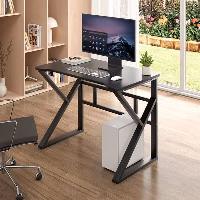 Lifeideas Modern X-Frame Computer Desk in Black