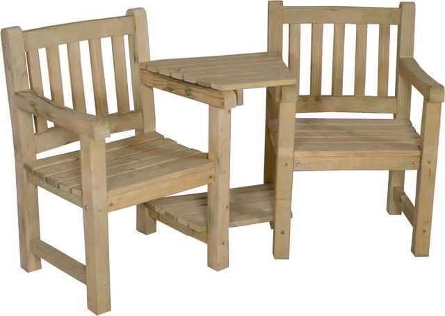 Harvington Love Seat in Forest Green Treated Hardwood