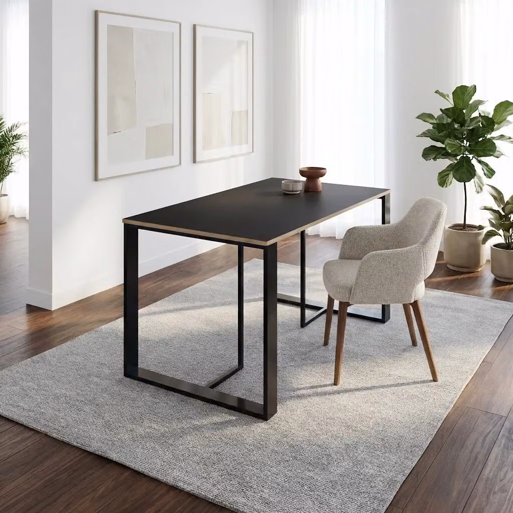 Decortie Lenora Modern Rectangular Dining Table in Black, W: 140 cm, D: 80 cm, H: 75 cm – 2