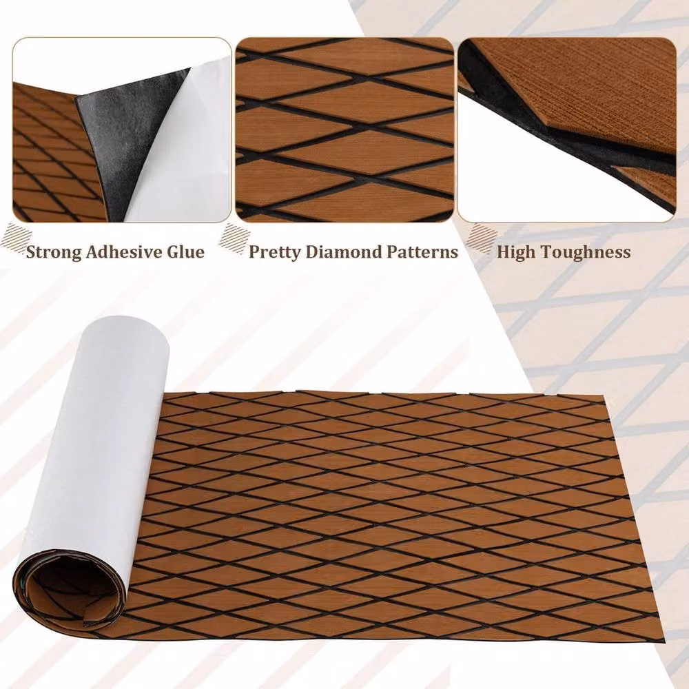 NESTLUNE Self-Adhesive EVA Foam Boat Decking Sheet, Brown – 5