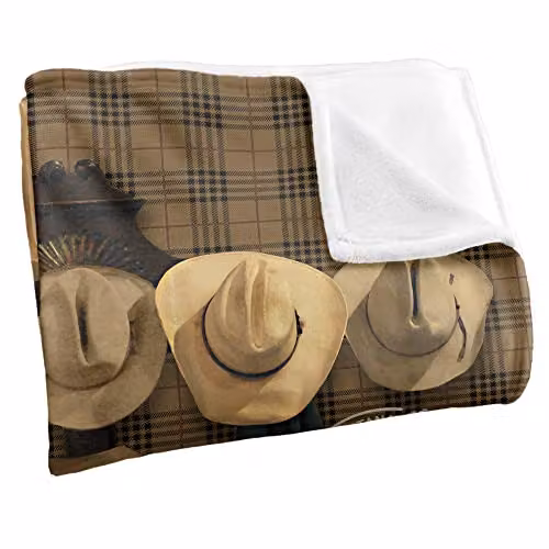 Yellowstone Hats Off Silky Touch Super Soft Fleece Throw Blanket in White, W/D/H: 152 x 127 cm – 2