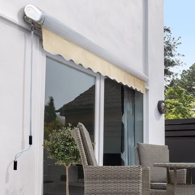 Primrose Full Cassette Electric Patio Awning with 3m Canopy in Ivory
