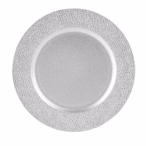 Argon Tableware Hammered Silver Melamine Charger Plate, Diameter: 33 cm