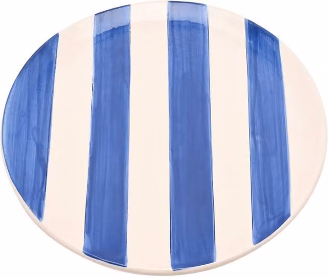 Hestia Set of 4 Blue and White Striped Ceramic Plates