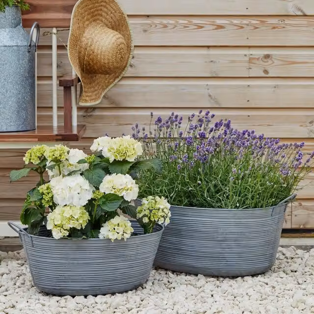 Ivyline Matlock Oval Planter Tub, Grey, W: 48.5 cm, H: 28 cm – 1