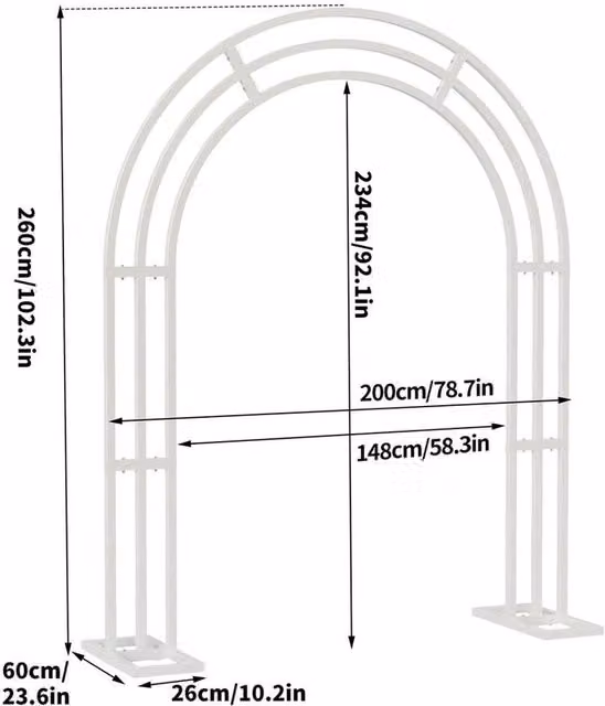 FLAVORA White Metal Freestanding Wedding Arch Stand and Flower Rack