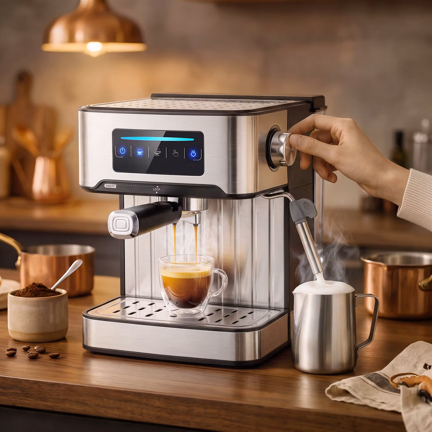 HOMCOM Silver Espresso Machine with 20-Bar Pressure, Steam Wand and 1.6L Removable Water Tank – 2