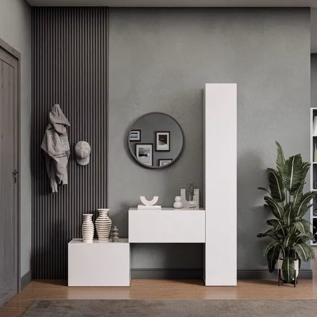 Decorotika Bologna Wall Mounted Entertainment Center in High Gloss White