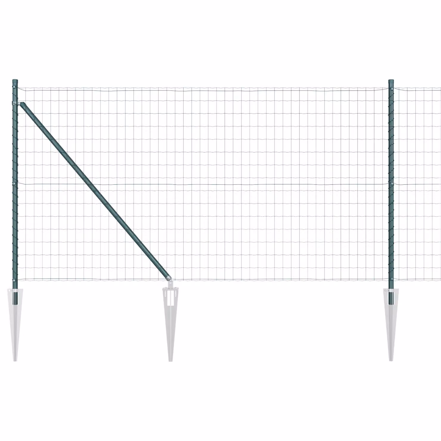 Berkfield Home Euro Fence in Green and Silver Galvanised Steel with 13 Spike Posts, 1 x 25 m – 2