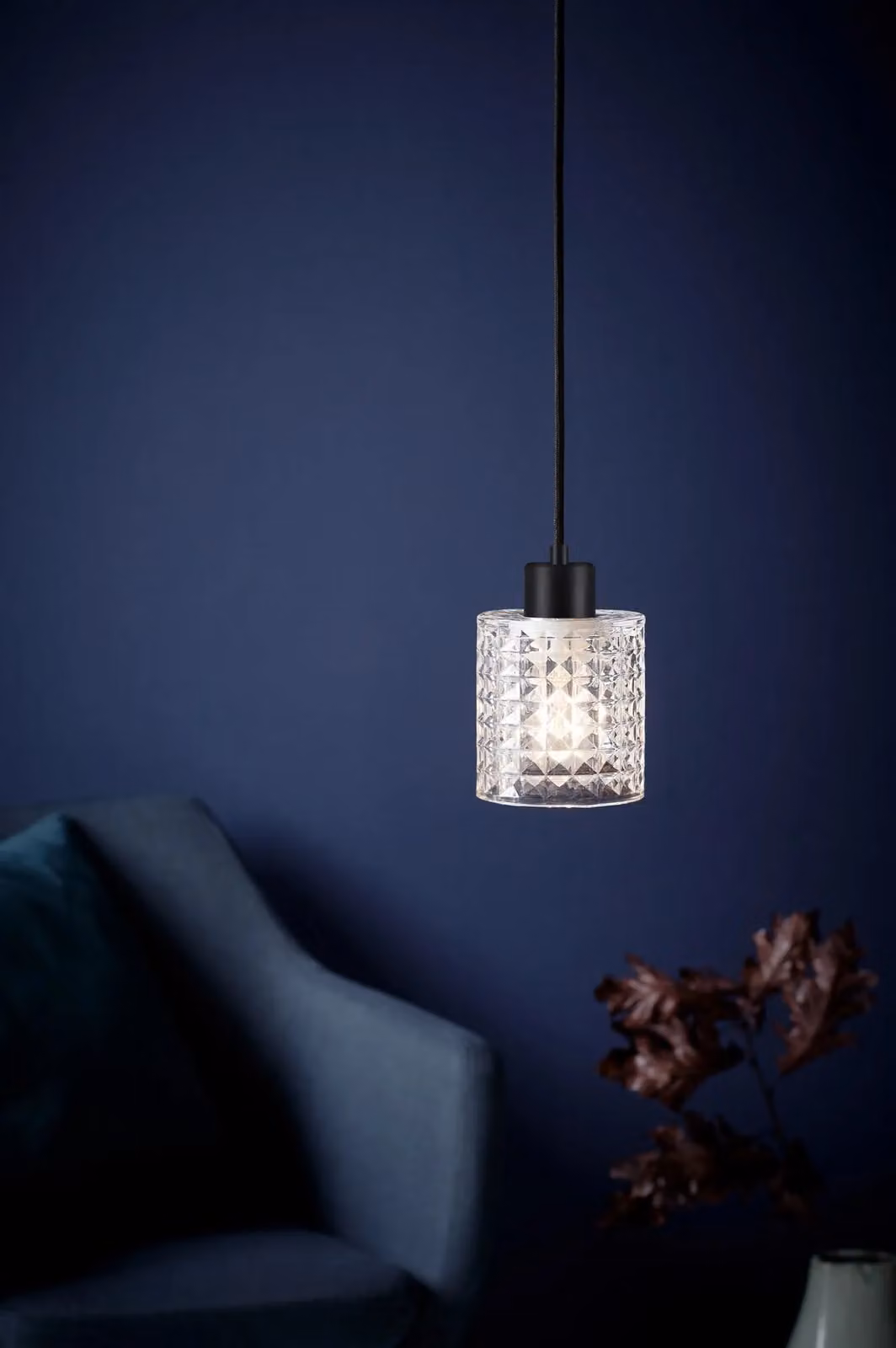 Nordlux Hollywood Suspended Pendant Light in Transparent Glass and Black Metal with E27 Mains Connection – 2