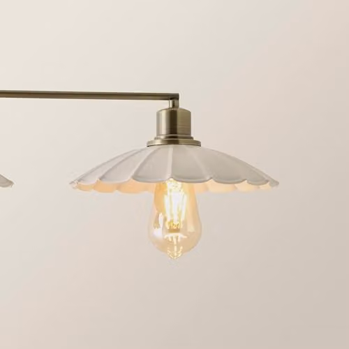 ValueLights Holborn 3 Drop Diner Bar Ceiling Light with Bulbs in Beige and Gold/Brass – 2