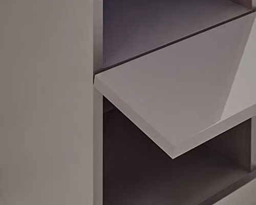 GFW Galicia Grey Wall Mounted Tall Shelf Unit with Integrated LED Lighting and High Gloss Fronts – 4