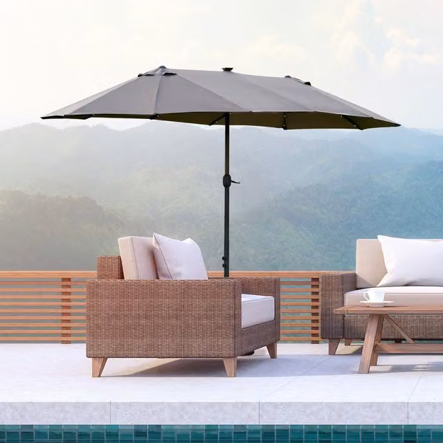 Outsunny Double Sided Cantilever Sun Parasol in Dark Grey, 4.4m