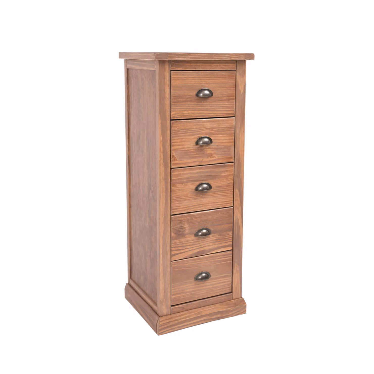 Cabinet Bits Tirolo 5 Drawer Narrow Chest of Drawers in Brown Pine with Brass Cup Handles – 2