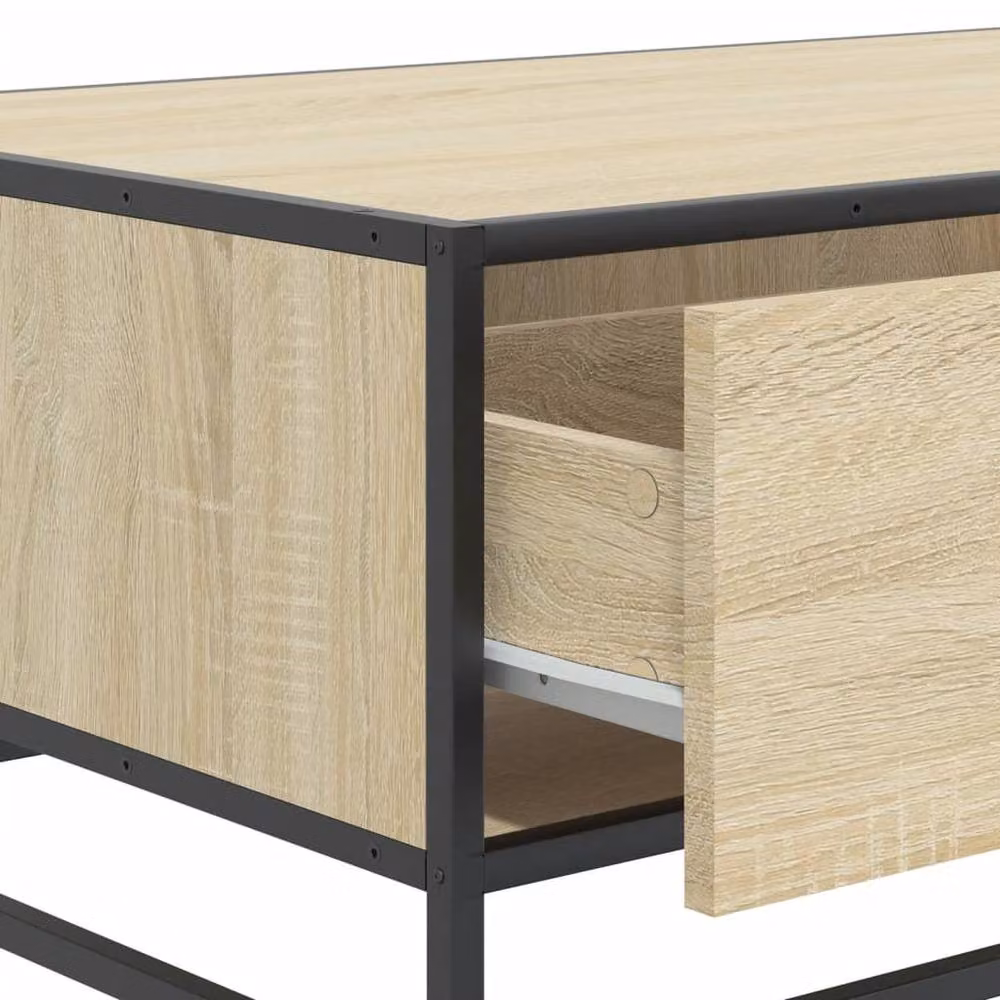 Berkfield Home Sonoma Oak Coffee Table in Light Tan, W/D/H: 90 x 57 x 35 cm – 4