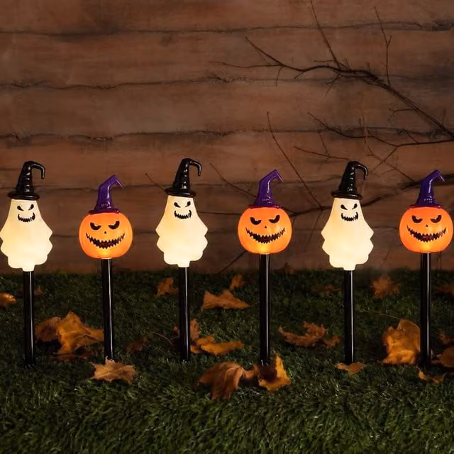 Marco Paul Multicolour Halloween Pumpkins and Ghosts LED Stake Lights with Timer – 1