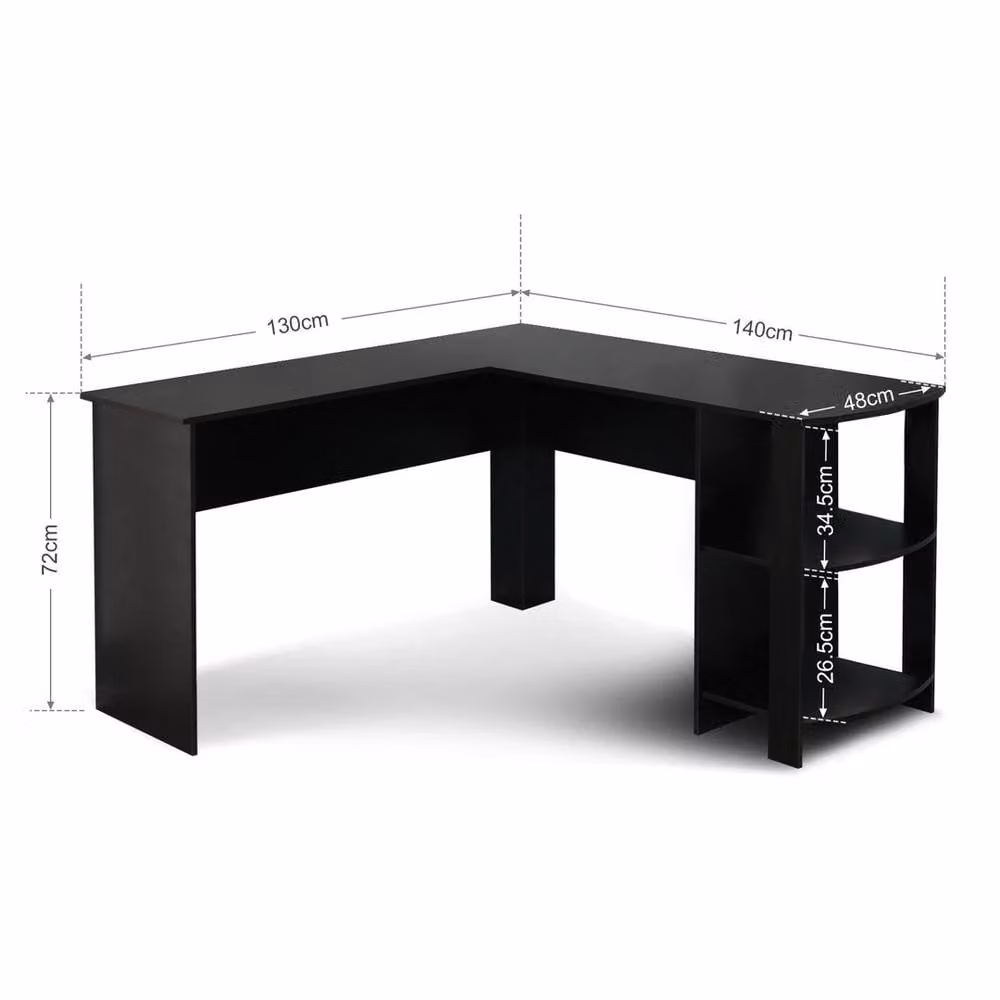 KORVIXA Black Mondeer L-shaped Corner Computer Desk – 2
